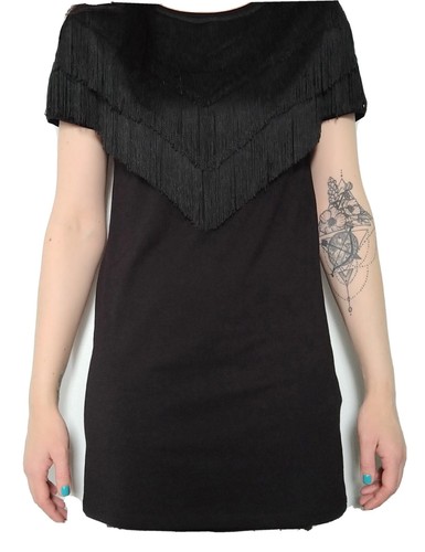 Topshop black tassel shirt - black,
