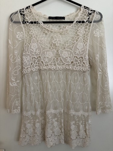 Women zara cream lace - cream, 3/4