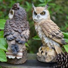 Large Realistic Owl Decoy Deterrent Bird Pigeon Crow Scarer Statue Rotating Head