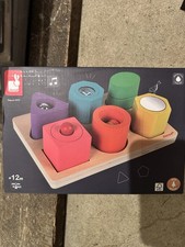 Janod I Wood Sensory 6-Block Wooden Puzzle Educational Toy