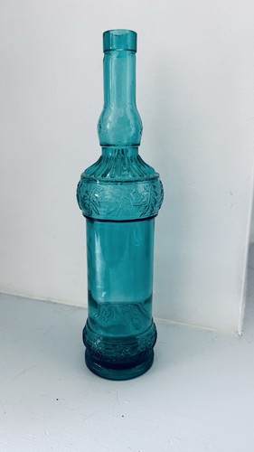Tall teal glass vase - tall,