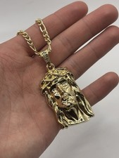 Big Jesus Head Pendant Gold