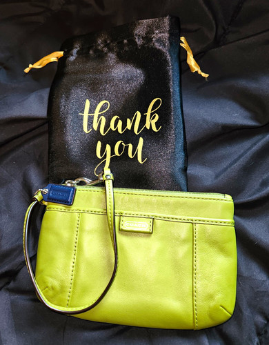 Coach green zip wristlet pouch - green,