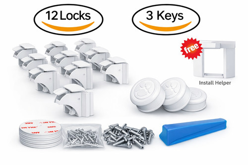 Magnetic cabinet locks pack - locks, 12