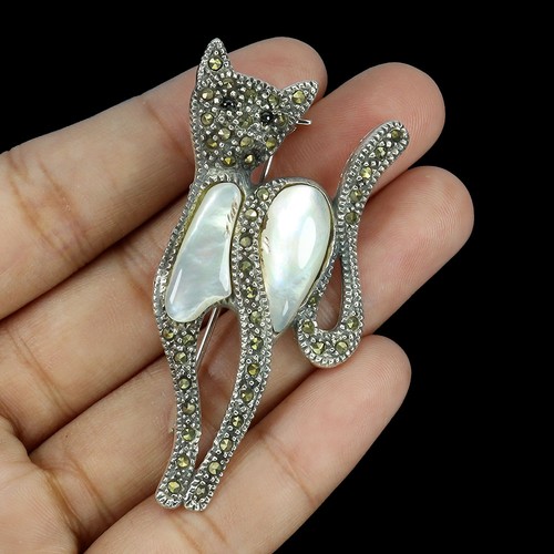 925 sterling silver brooch - silver,