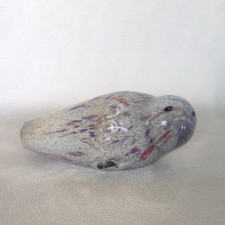 Vintage Langham Glass Seal Figurine Paperweight. Grey Pink. Vintage. 9.5cm. 