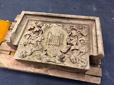 Reclaimed Antique Sandstone Hand Carved Stone Coat of Arms 24" x 38" Gate Chains