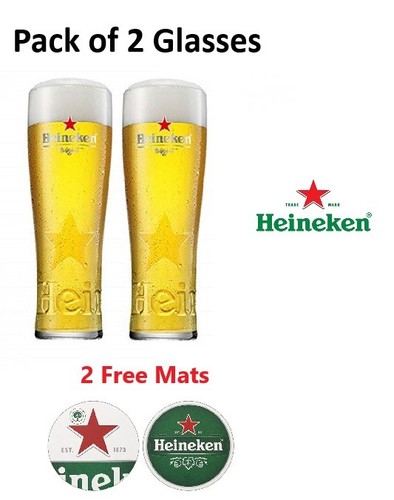 Heineken star pint glass - pint, x2