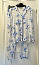 CYBERJAMMIES White Blue Zebra Print Cotton Jersey Long Sleeve Pyjama Set UK 14