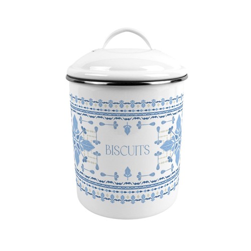 Blue folk tile biscuit tin - biscuit,