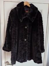 Womans Vintage Black Swing Back Faux Fur3/4 Coat