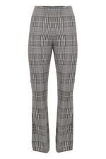 Topshop Grey Check Stretchy Flare Trousers Smart Casual Long Retro Style