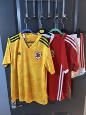 Boys Bundle Wales Football Tops X3 And Shorts X1 Age 11-12 Great Condition