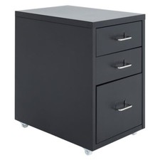 3 Drawers Metal Filing Cabinet Under Desk Rolling Storage Cupboard Home Office