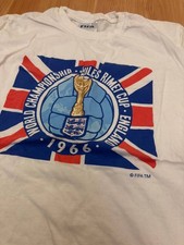 England FC FIFA World Cup 1966 Winners Shirt White Mens Medium Short Sleeve
