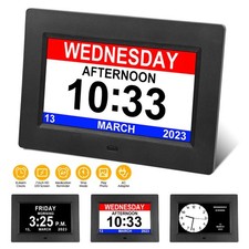 Digital Alarm Clock LCD Calendar Day Date Memory Loss Dementia Elderly reminder
