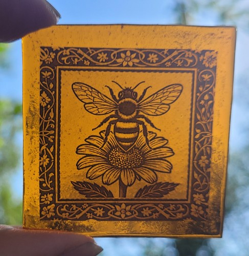 Stained glass bee kiln fired - stained,