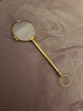 Antique Edwardian Gold Plated Lorgnette Folding Opera Glasses 14cm