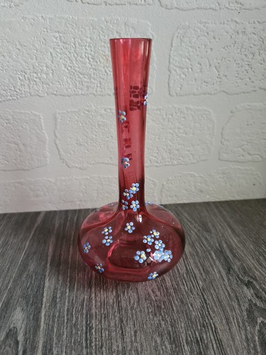Antique cranberry glass bud - cranberry,