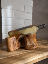 Natural Hand Carved Root Wood Wine Bottle Holder Stand Dinner Party Gift Vintage