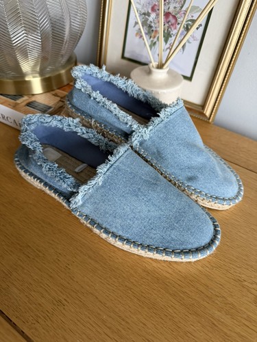 Zara denim raw edge espadrille - denim,