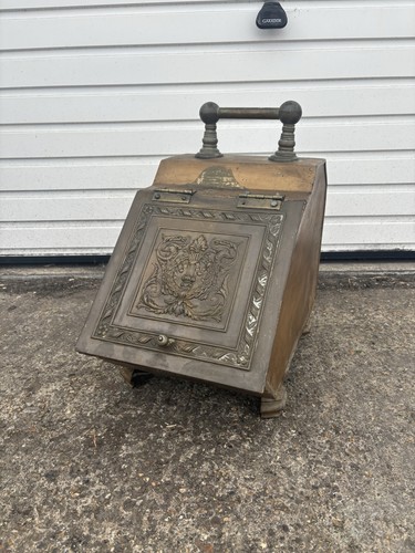 Antique brass coal scuttle - antique,