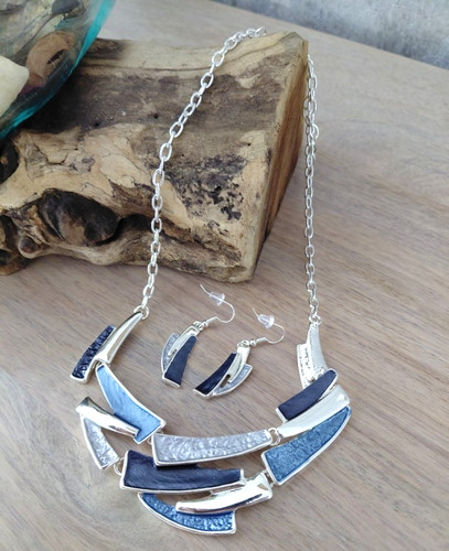 Enamel geometric jewellery set - enamel,