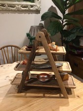 Wooden Cupcake Cake Fruit Display Stand 3 Tiers Foldable Serving Tray Parties