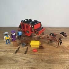 Vintage Playmobil Western Stagecoach 3245 Wild West Cowboys Horses Figures Cart