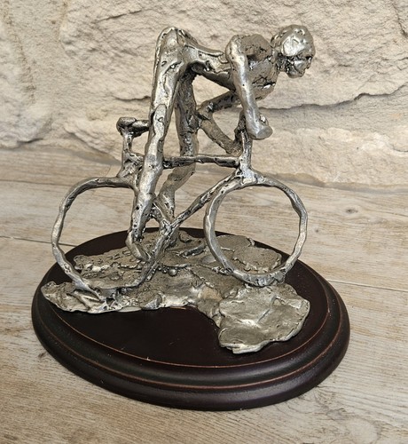 Pewter cyclist sculpture - cyclist,