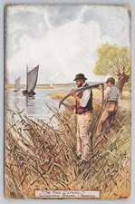 Norfolk Broads Postcard The Reed Cutters Wroxham Broad Artist Jotter 1910