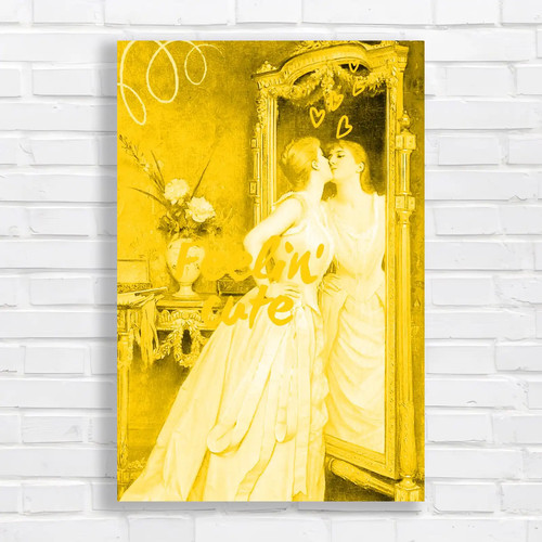 Vintage romantic couple yellow - vintage,