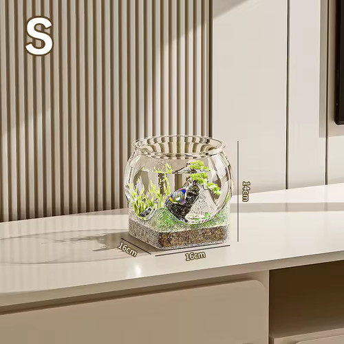 Transparent round fish bowl - transparent,