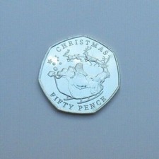2020 BUnc 50p Pence CHRISTMAS Xmas Santa Sledge Reindeer Gibraltar Coin