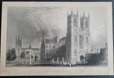 Antique 1851 print - Westminster Abbey - London
