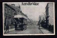 Ossett - Tram on Station Road - printed postcard
