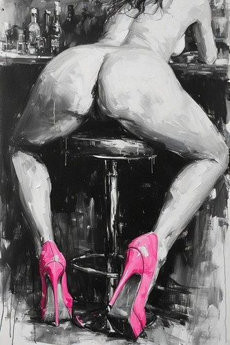 Naked female canvas - naked, print