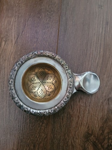 Silver tea strainer - tea,