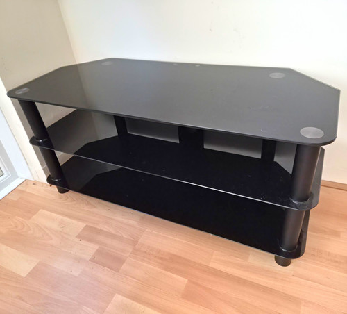 Black glass corner stand - tv,