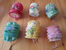 Vintage 1950s Chinese Paper Lanterns Accordion Floral Print X 6. One owner.