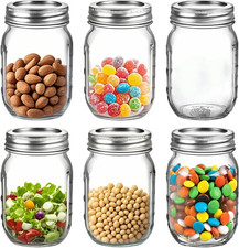 FIMLOY 16oz Glass Jars 6-Pack
