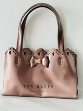 Ted Baker London Brown Bow Scalloped Edge SMALL Tote PVC Bag New