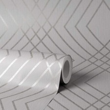 Fine Decor Shard Trellis Metallic Geometric Wallpaper - FD42603 - Silver