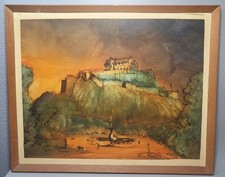 Vivid Surrealism Edinburgh Castle Oil on Artist Board Size 53x43cm 