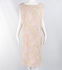 Vintage 60s 70s Paisley Dress Pastel Print Mod Cresta Couture Sleeveless Shift L