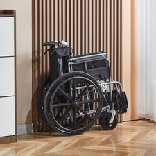 Lightweight Folding Wheelchair attendant brakes Self Propelled Mag Wheels  Black