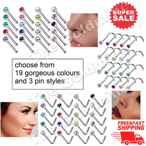 Stainless steel nose studs - stainless, |