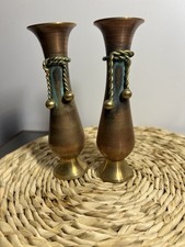 pair of vintage brass vases