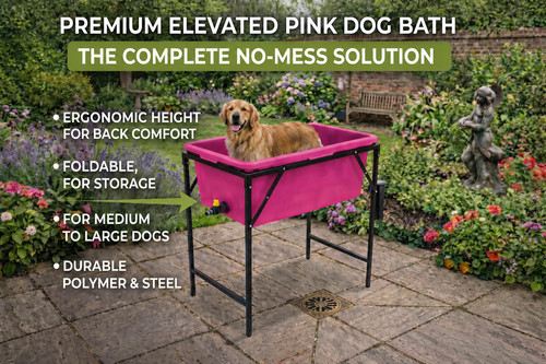 Pink dog bath - bath, elevated