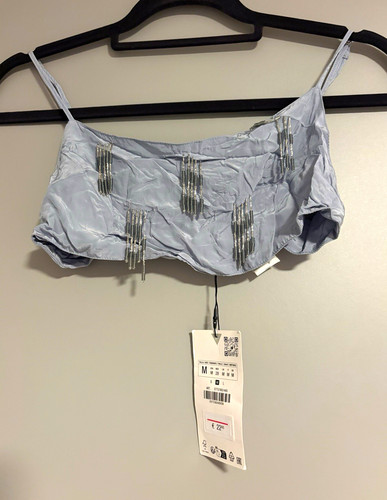 Zara blue satin beaded - blue,
